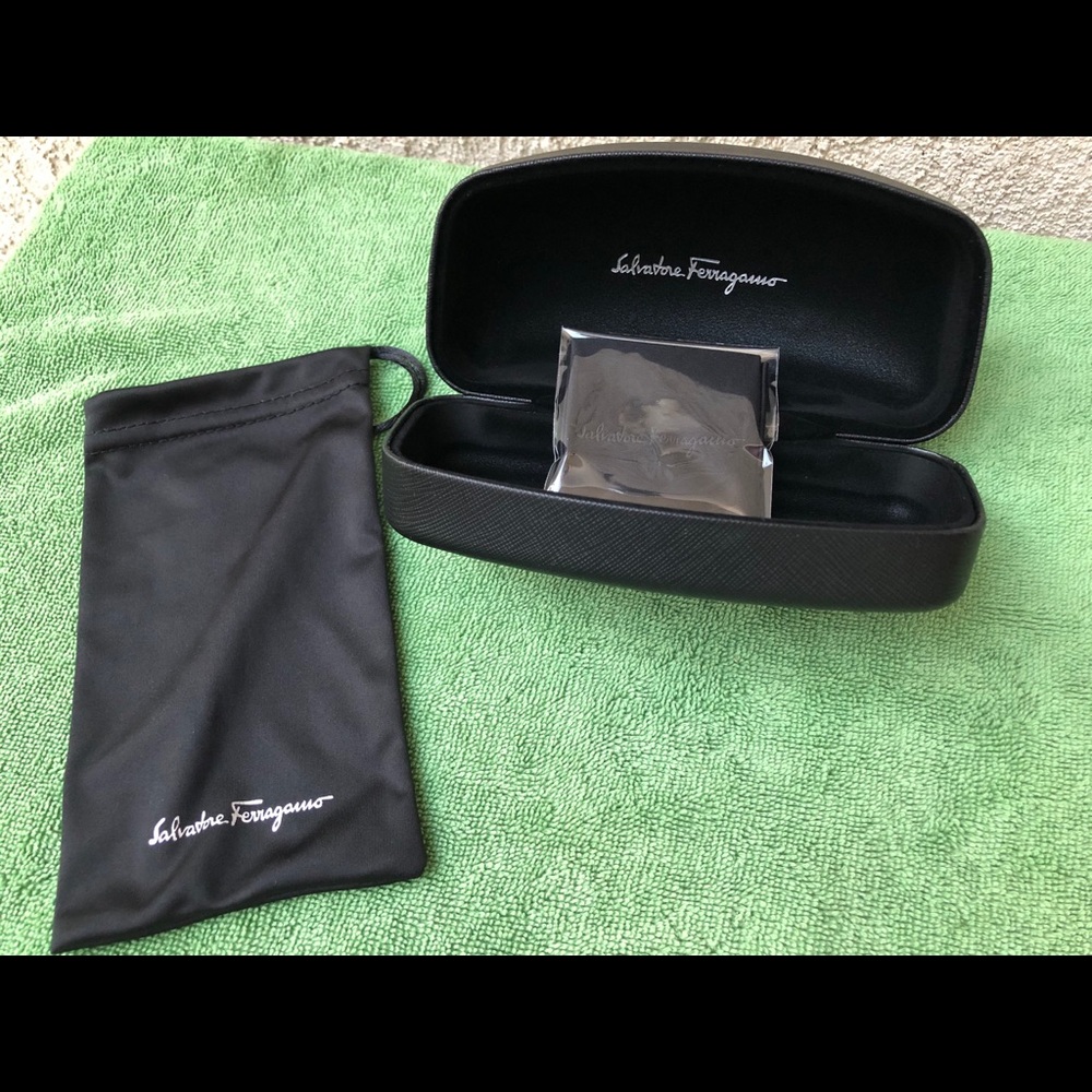New Salvatore Ferragamo Black Hard Sunglasses Case/Dust Bag/Sealed Cloth